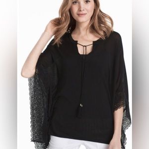 White House black market Butterfly Lace Trim Pullover Sweater Size Large